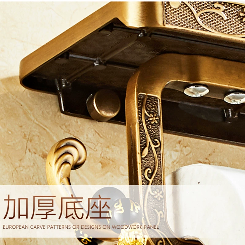 Size: Antique Aluminum Rolled Paper Frame - Retro European-Style Towel Rack & Toilet Holder, Black