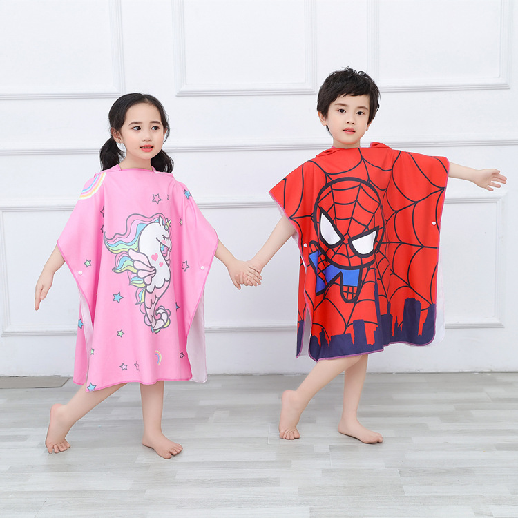 Toalla de baño para niños capa de dibujos animados con capucha bebé absorbente de secado rápido albornoz de natación niño playa toalla de playa portátil image 4
