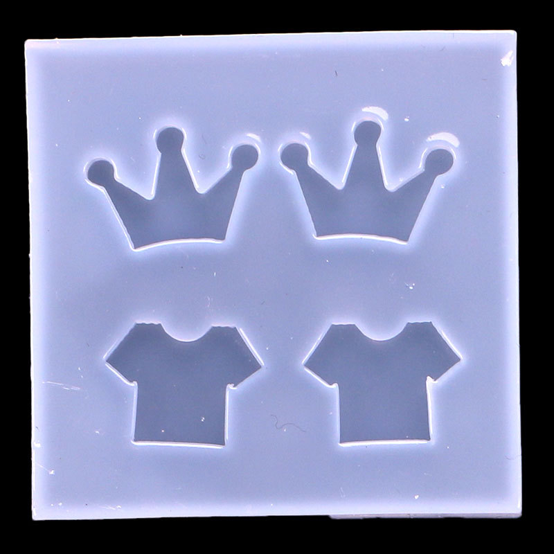 Espejo mini figura Linda silicona molde DIY Stud pendientes colgante epoxi estrella corona peces amor corazón cuadrado redondo