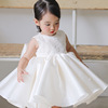 Small princess costume, white children's flower girl dress, special occasion clothing