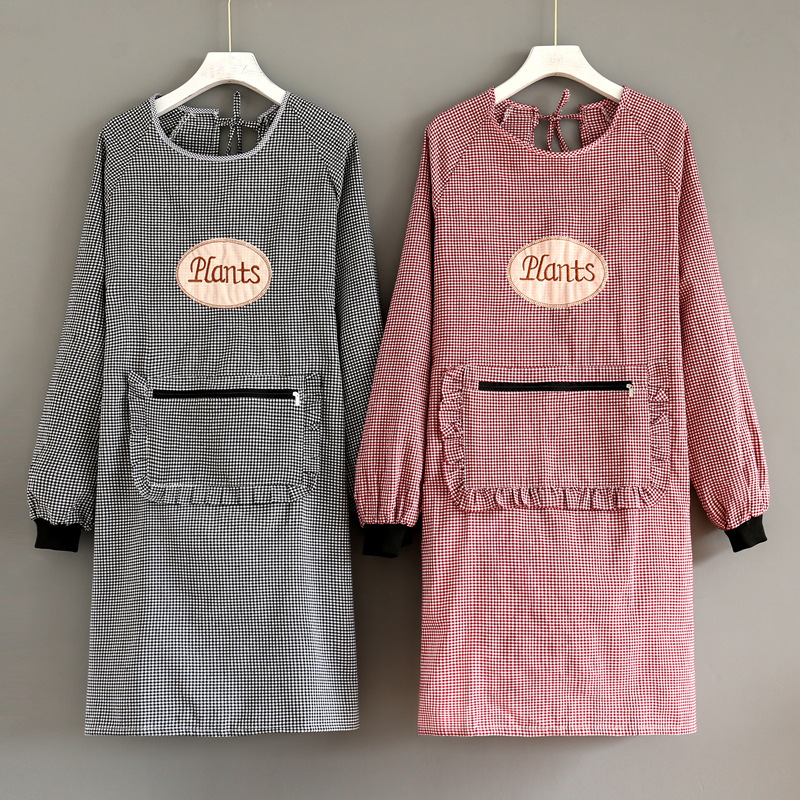 Apron Long Sleeve Kitchen Household Overalls Fashionable Women's Oil-proof Anti-fouling Breathable Cute Japanese Work Korean Men