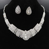 Accessory for bride, set, necklace and earrings, European style, diamond encrusted
