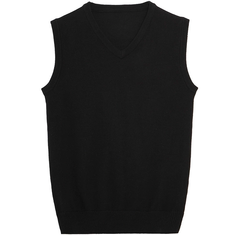 Осенне-зимний мужской свитер-жилет на флисовой подкладке, утепленный свитер с V-образным вырезом, однотонный приталенный хлопковый жилет, мужской свитер