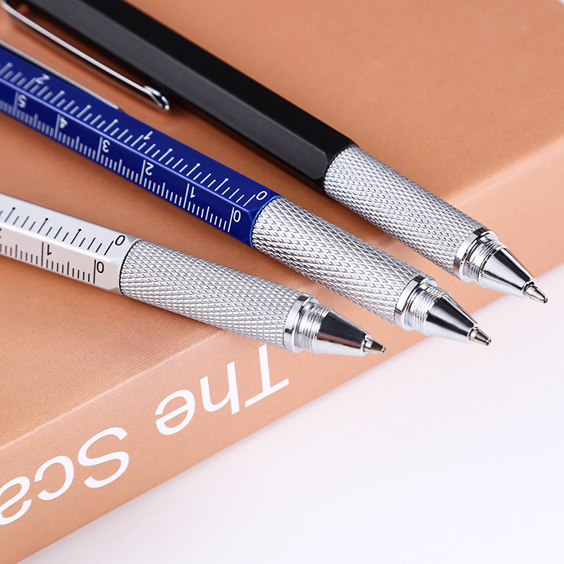 Fabricante multifunción medidor de nivel bolígrafo de alto grado de metal firma pluma de publicidad comercial pluma destornillador escala
