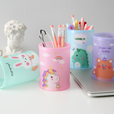 日韩文具简约动物印花笔筒办公笔筒|ms