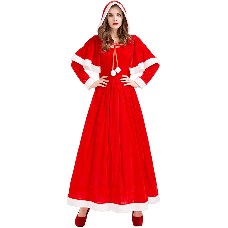 Halloween Stage Party Costumes, Christmas Costumes Santa Claus Shawl Dresses Home Uniforms Holiday Costumes_ecoleips.com
