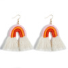 Rainbow woven retro earrings with tassels handmade, boho style, European style, wholesale