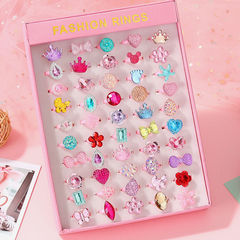 Direct Manufacturer Sale Children's Resin Plastic Ring 50 Pcs Ring Case Cartoon Open Ring Accessory Set