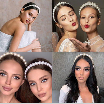 Europa y los Estados Unidos imitación de perlas princesa temperamento prensado tocado de cabello super inmortal red joyas de cabello de novia rojo retrógrado tocado de cabello mujer