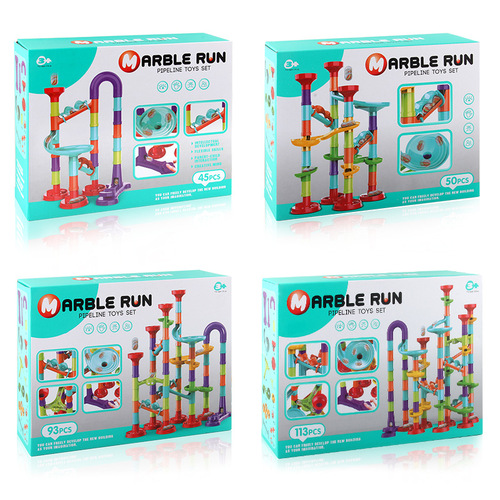 Ball Track Jenga 142PC Large Particle Slide Ball Building Blocks Puzzle Assembling Track Building Blocks Toy