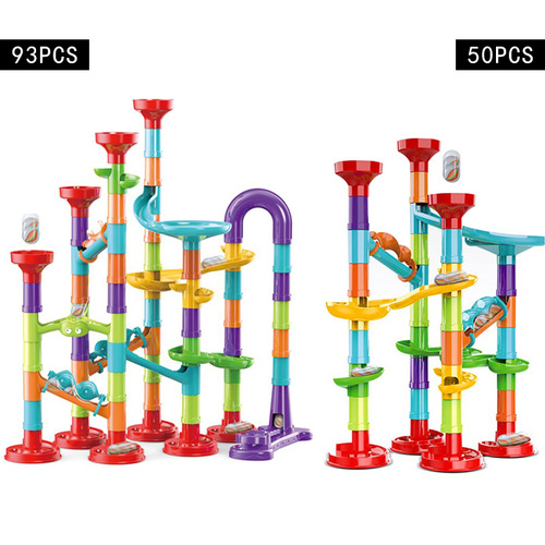 Ball Track Jenga 142PC Large Particle Slide Ball Building Blocks Puzzle Assembling Track Building Blocks Toy