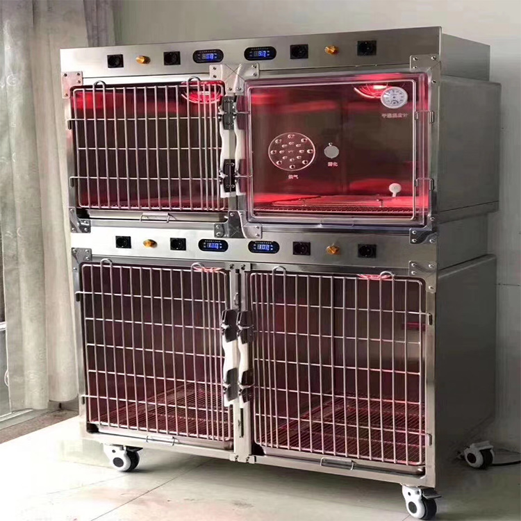 Nueva jaula de cabina de oxígeno de fuente de alimentación de luz cálida de Lize (con versión de control de temperatura) pantalla de temperatura y humedad de jaula infrarroja para perros hospitalizados