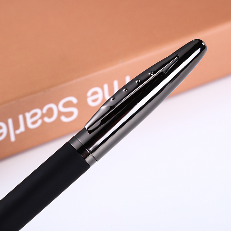 En stock negro mate textura negocio bolígrafo rotulación Logotipo de alta calidad metal firma pluma de aceite pluma de publicidad