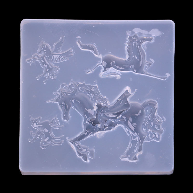 DIY espejo cristal epoxi molde de silicona sirena Pegasus modelado UV pegamento suave cerámica arcilla Decoración