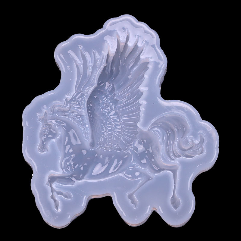 DIY espejo cristal epoxi molde de silicona sirena Pegasus modelado UV pegamento suave cerámica arcilla Decoración