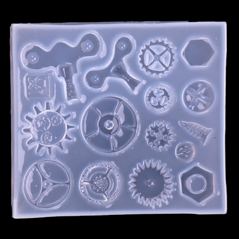 Espejo epoxi engranaje hora mano molde diy cristal epoxi uv resina pegamento simulación engranaje decorativo molde de silicona