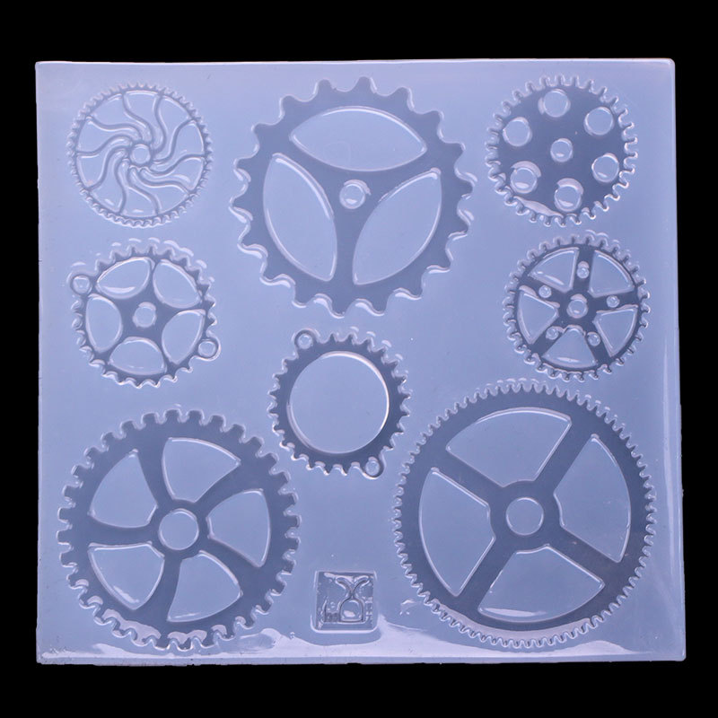 Espejo epoxi engranaje hora mano molde diy cristal epoxi uv resina pegamento simulación engranaje decorativo molde de silicona
