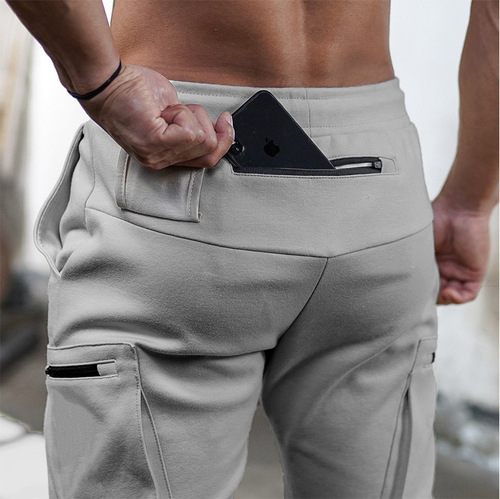 Long muscle exercise fitness overalls men's camouflage fitness pants running training pants light panel