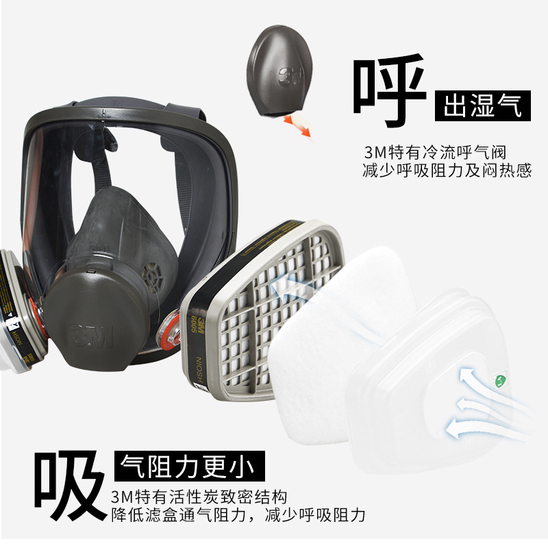 3m6800 con 6005 Anti-Virus máscara spray pintura formaldehído decoración anti-vapor orgánico activado máscara protectora de carbón