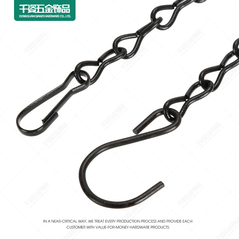 Spot wholesale metal flower pot chain gardening flower basket hanging chain Black Eight chain hanging chain chain three groups