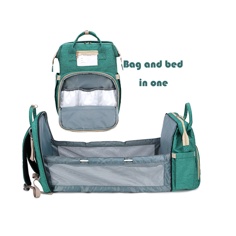 Amazon Diaper Bag 2-in-1 Portable Mother and Baby Backpack Foldable Crib Mommy Bag Portable Foldable