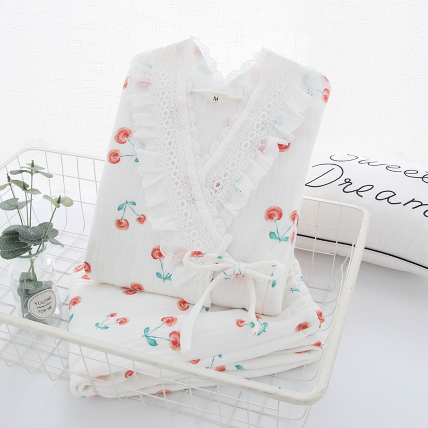 에어 레이어 더블 체리 기모노 화이트