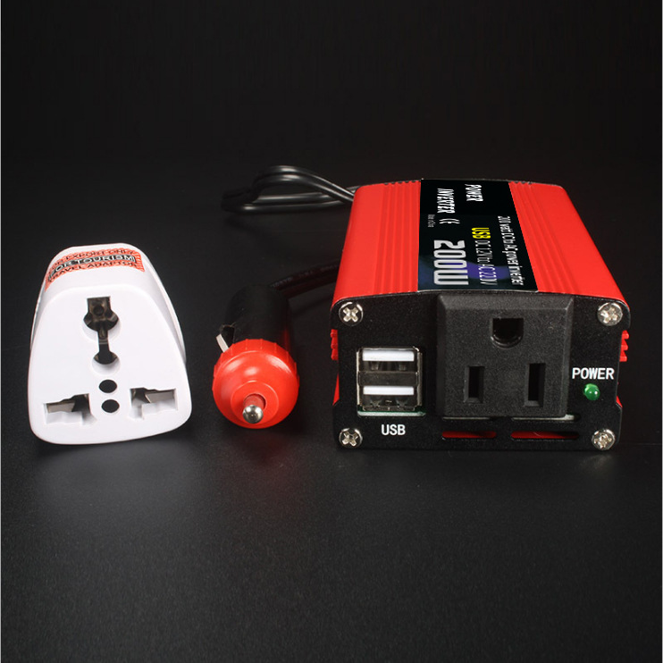 200W Inverter Red Dual USB 12 to 220V 110V Cigarette Lighter Car Inverter Converter