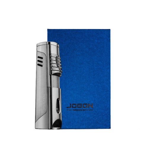Cross-border exclusive JOBON China three-stroke lighter transparent visible gas tank blue flame cigar lighter wholesale