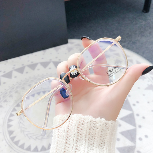 Korean style fashionable anti-blue light glasses frame  new style male and female literary and artistic student glasses for myopia wholesale