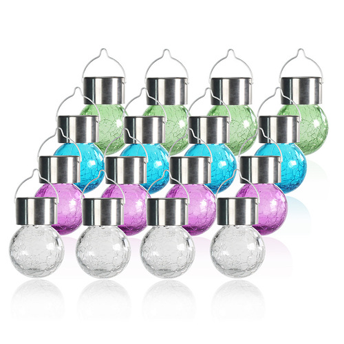 Outdoor solar crackle lights holiday event decoration colorful hanging ball lights garden outdoor waterproof solar landscape lights