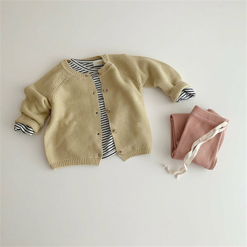 ins spring and autumn sweater children's cardigan boys and girls round neck knitted spring and autumn style infant and toddler jacket
