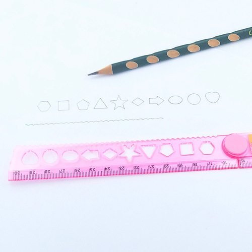 Creative cartoon folding ruler 30cm plastic ruler wavy line geometric pattern painting ruler student stationery wholesale