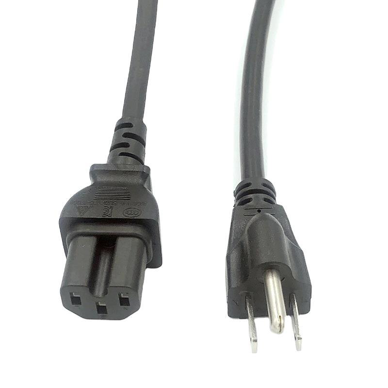 户外用美标插头线 美式三插凹槽品字尾C15耐磨耐油腐蚀美规电源线