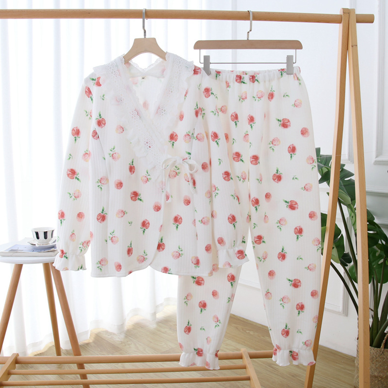 K 복숭아 레이스 기모노 화이트