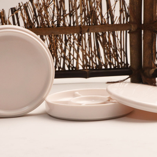 Small wholesale round plastic palette with lid imitation porcelain white acrylic watercolor paint painting art paint tray