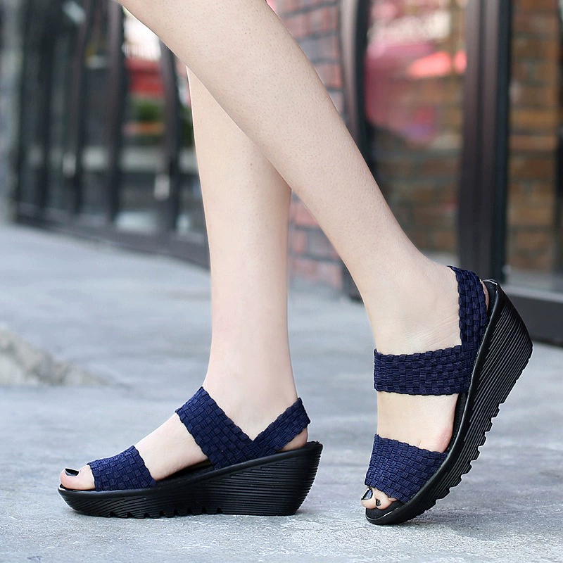 Woven sandals, elastic low non-slip comfortable shoes, 2020, on elastic band
