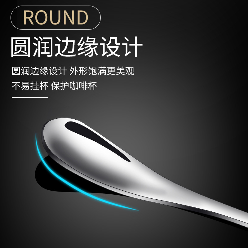 Cuchara de café de acero inoxidable 304 mango largo cuchara de mezcla cuchara de postre cóctel palo cuchara de hielo vajilla creativa cuchara de la taza