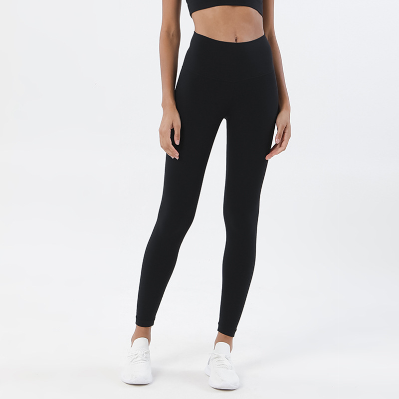 Procesamiento personalizado de dos lados abrasivo desnudo sensación de pantalonada de cintura alta europea y americana para elevar las caderas de miel pescado pantalon deportivo