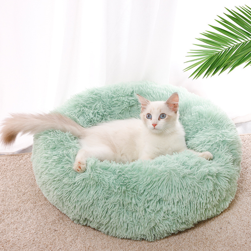 Factory direct wholesale cross-border Meow heart treasure cat supplies cat nest plush round super soft sleep cat pet nest