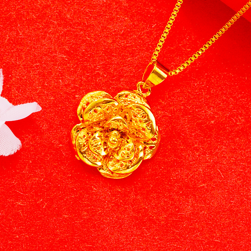 Lujo imitación 24K oro colgante hueco flor en línea en vivo simple Vietnam arena oro rosa colgante