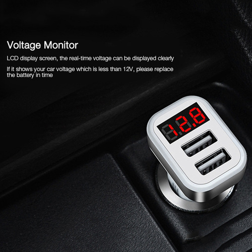 Car Dual USB with Display LED Voltage and Current Display Car Charger Smart Phone Car Charger