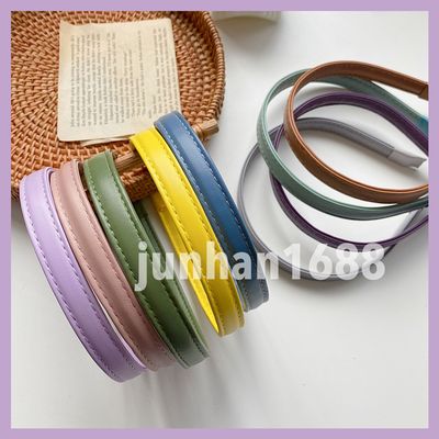 jennie Same item/Simple Retro temperament Korean Edition PU cortex Solid Hair hoop the republic of korea Card issuance Wash and rinse Hairdressing