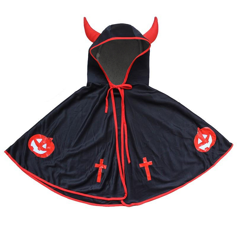 Halloween capa niños vestido de lujo bola diablo cuerno capa Cosplay bruja vestido traje