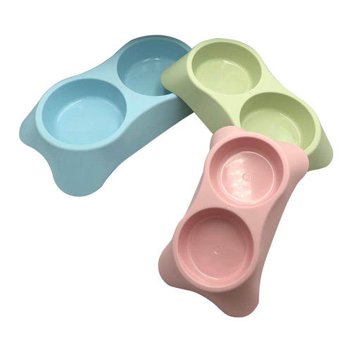 Pet dog bowl, dog small, medium and large size, trapezoidal plastic double bowl, cat food utensils, cat and dog plastic double bowl dog basin, cat basin