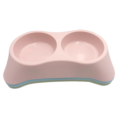 Pet dog bowl, dog small, medium and large size, trapezoidal plastic double bowl, cat food utensils, cat and dog plastic double bowl dog basin, cat basin