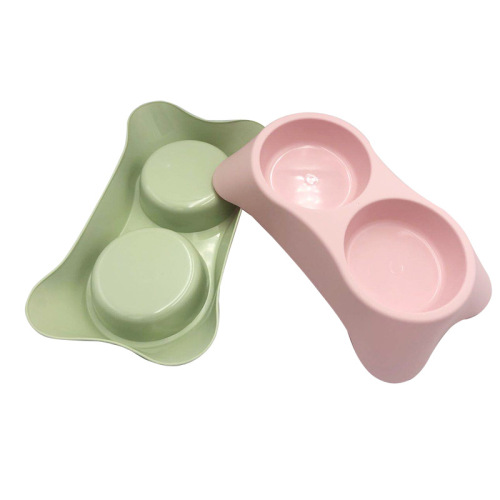 Pet dog bowl, dog small, medium and large size, trapezoidal plastic double bowl, cat food utensils, cat and dog plastic double bowl dog basin, cat basin
