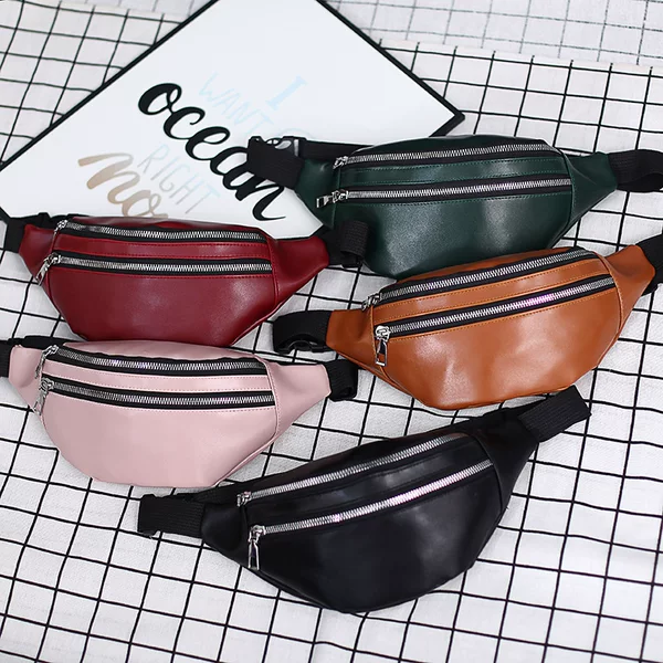 Men's and Women's Waist Bag Laser Sports Running Shoulder Bag Chest Bag Cross-Body Pu Outdoor Mobile Phone Coin Purse Portable Bag
