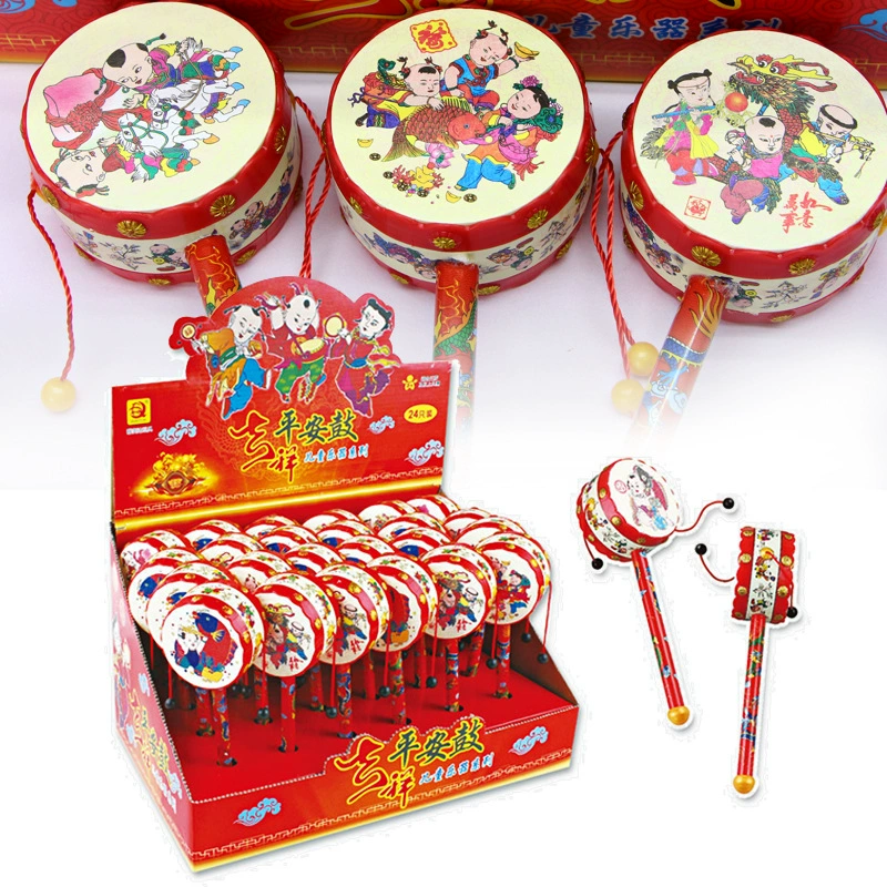 Интернет-красный ребенок благоприятный погремушка в штучной коробке маленький барабан для малышей ручной барабан традиционный киоск игрушка оптом 830