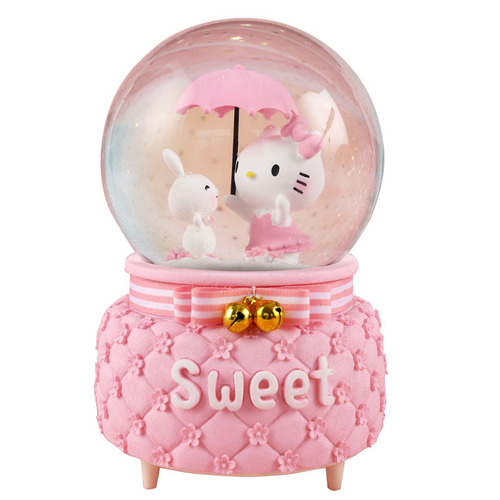 kt cat music box snowflake rotating lighted music box crystal ball creative gift birthday gift boutique