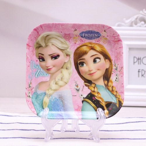 Cute cartoon mini square plate children's tableware household bone plate fruit snack cake nut plate children's dish